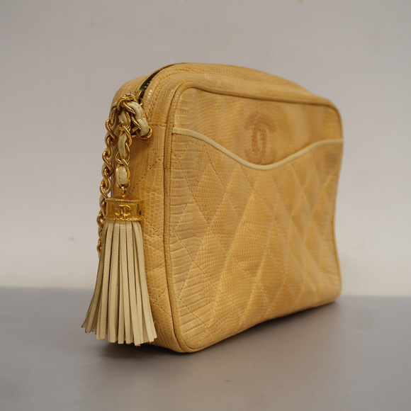 Auth Chanel Matelasse Chain Shoulder Lizard With Fringes Women's Shoulder Bag - Picture 2 of 13